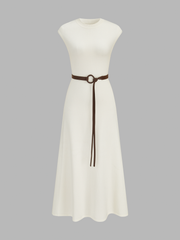 Sleeveless Knit Belted Maxi Dress