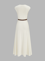 Sleeveless Knit Belted Maxi Dress