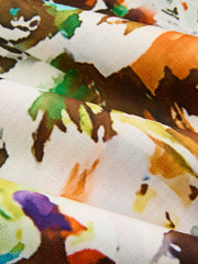Cross-Neck Tropical Watercolor Print Maxi Dress