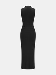Frog Button Cheongsam Style Knit Maxi Dress