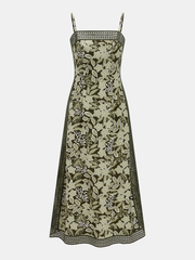 Crochet Trim Floral Print Slip Dress