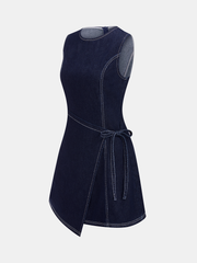 Sleeveless Denim Wrap Mini Dress
