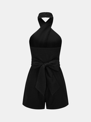 Tie-Back Cross Halter Neck Romper