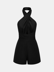 Tie-Back Cross Halter Neck Romper