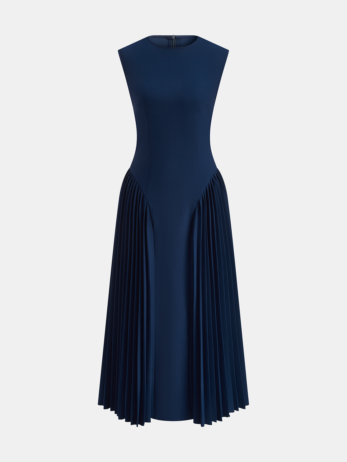 Sleeveless Fitted Pleated Maxi Dress