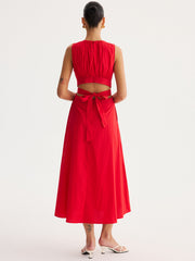 Tie-Back Cut-Out Waist Maxi Dress