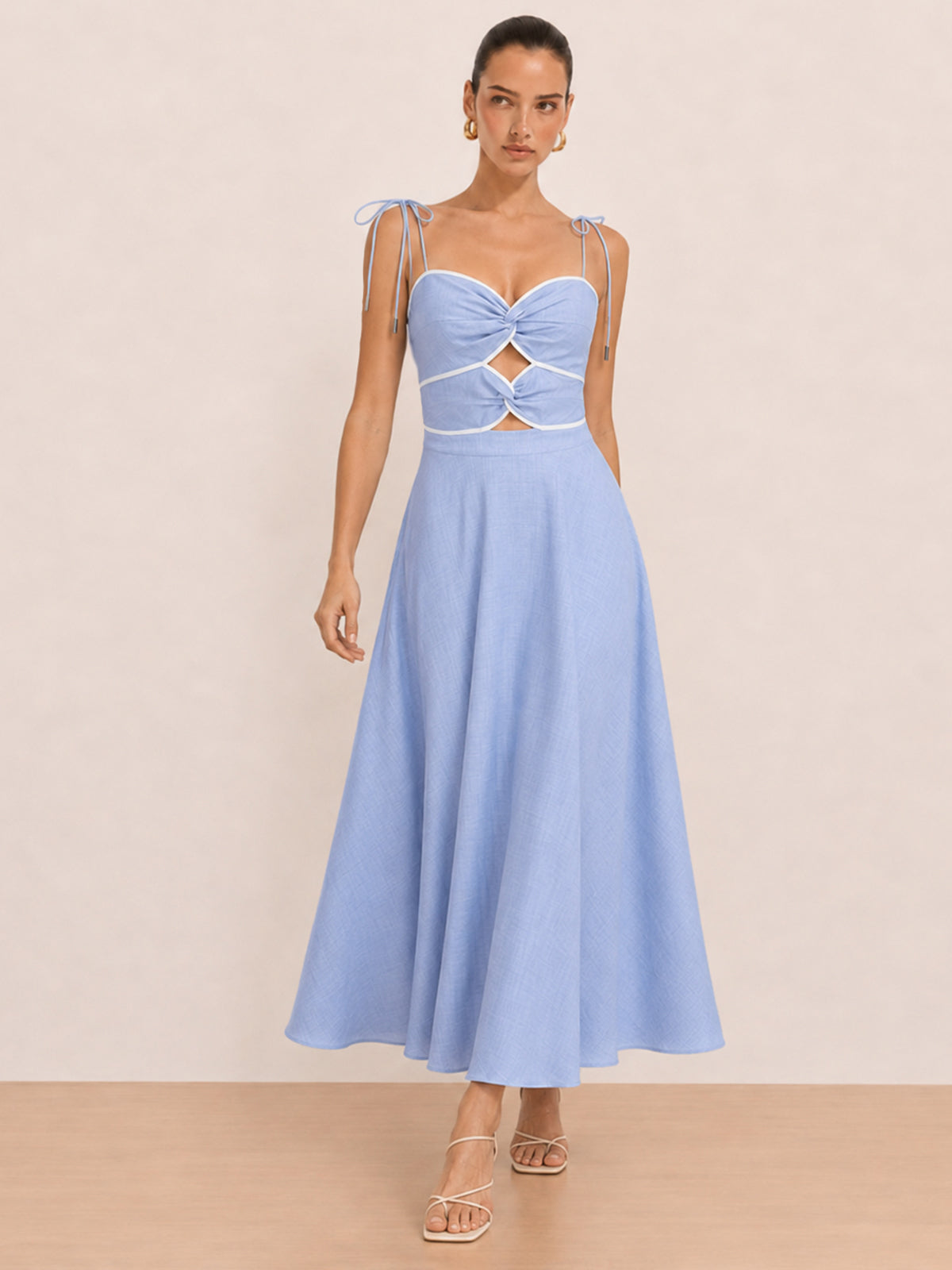 Cutout Tie Strap Maxi Dress