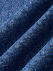 Denim Square Neck Tie Front Midi Dress