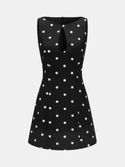 Polka Dot Keyhole Neck Sleeveless Cotton Dress