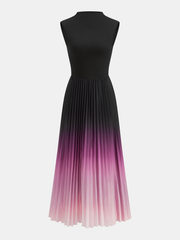 Sleeveless Pleated Gradient Midi Dress