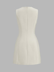 Metal Link Keyhole Neck Sleeveless Mini Dress