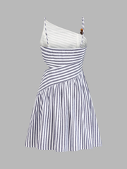 Beaded Striped Asymmetrical Cutout Mini Dress