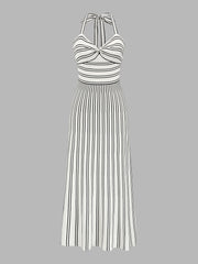 Striped Halter Knit Midi Dress