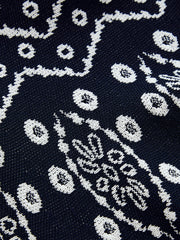 Scallop Trim Ethnic Pattern Knit Mini Dress