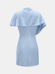 High Neck Satin Cape Sleeve Mini Dress