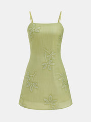 Sequin Leaf Embellished Slip Dress
