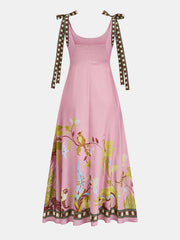 Tie Strap Printed Maxi Dress