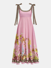 Tie Strap Printed Maxi Dress