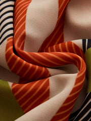Color Block Striped Asymmetric Midi Dress
