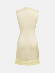 Lace Trim Satin Sleeveless Mini Dress