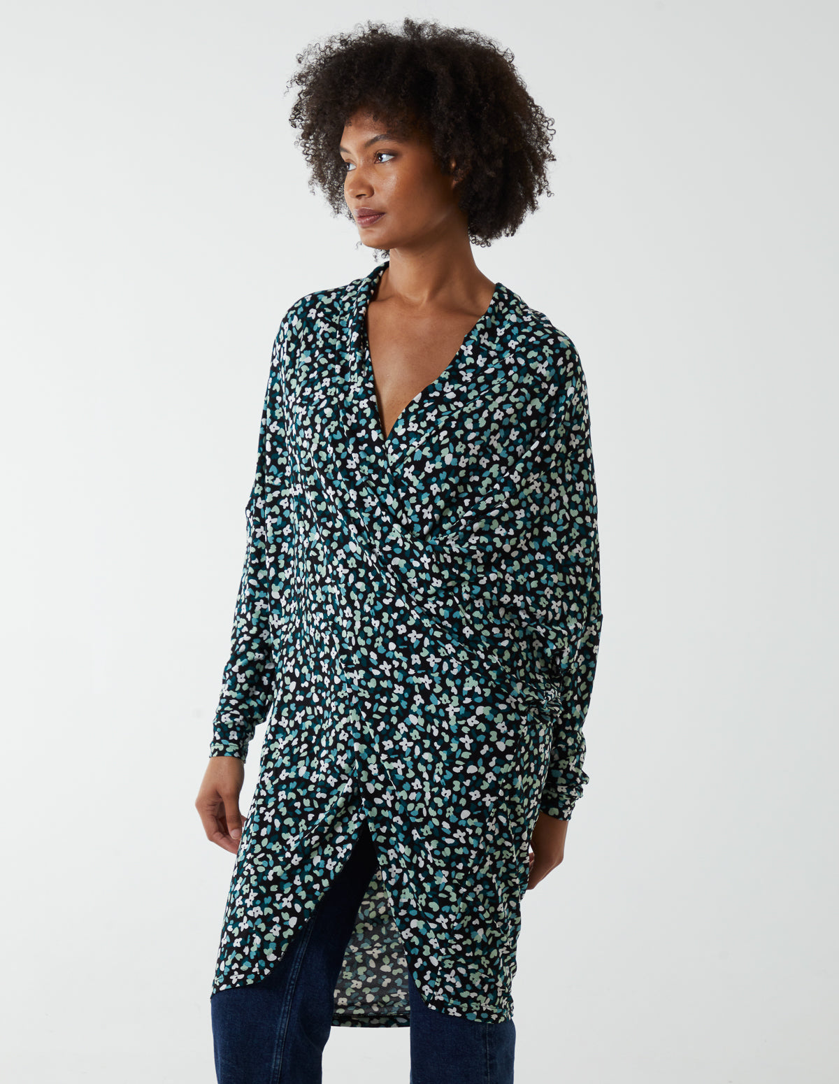 Draped Dip Hem Long Top