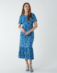 Crew Neck Midi Angel Sleeve Tie Open Back Dress