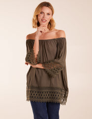 Crochet Detailed Bardot Top