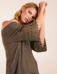 Crochet Detailed Bardot Top