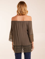 Crochet Detailed Bardot Top