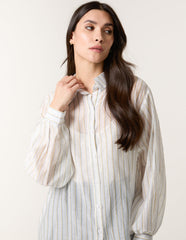 Diamante Detailed Shirt With Vertical Stripes