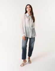 Diamante Detailed Shirt With Vertical Stripes