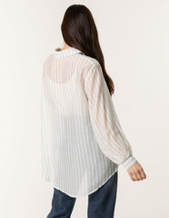 Diamante Detailed Shirt With Vertical Stripes