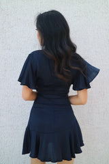 Satin Butterfly Dress - Navy