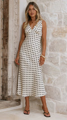 Daphne Maxi Dress - Cream Polka