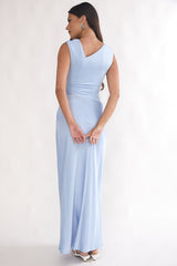 Brinelle Side Pleat Maxi Dress Blue