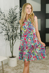 Coral Sands Collared Tank Dress in Light Floral Paisley