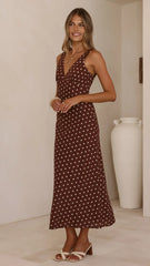 Sammie Maxi Dress - Chocolate/Nude Spot
