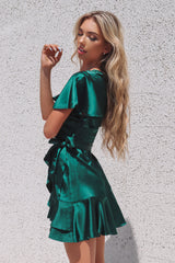Satin Butterfly Dress - Emerald Green