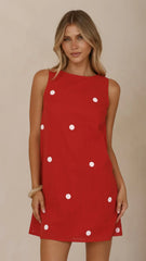 Natala Shift Mini Dress - Red/White Polka Dot