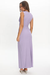 Daleela Asymmetric Neckline Maxi Dress Lilac