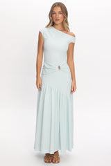 Bellarose Asymmetric Neckline Maxi Dress Light Blue