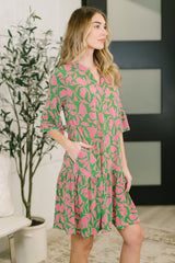 Lizzy Sunday Dress in Emerald Abstract Floral- 3/3/2026 NEW