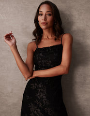 Luxe Ruched Devore Midi Dress