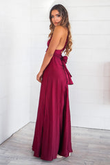 Pandora Multiway Gown - Wine Satin