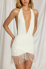 Halterneck Mini Dress in White