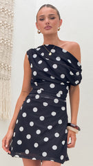 Sammie Mini Dress - Black/White Polka