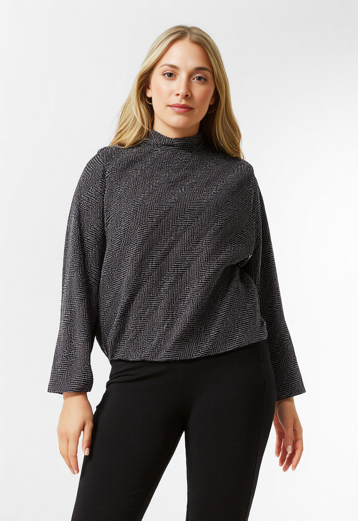 Curve Puffball High Neck Top