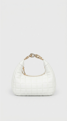 Lux Quilted Faux Leather Hobo Bag - White