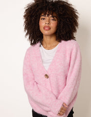 Gold Tone Flower Embossed Button Cardigan