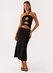 Zena Halterneck Midi Dress - Black